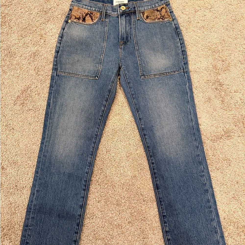 FRAME Denim Jeans with Snakeskin Detail